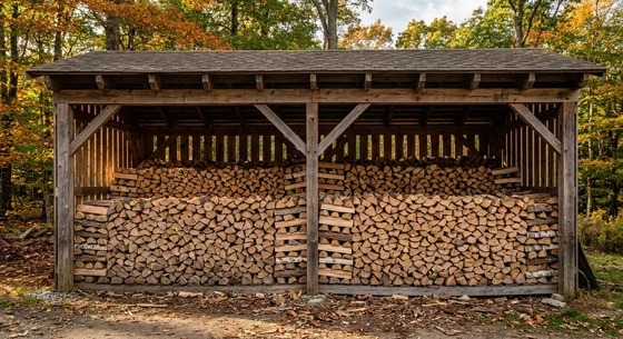 Укладка дров в Архангельском, улица Речная, 29